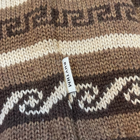 Rhythm Mens Pullover Knit Sweater Size Medium Brown Tan - Picture 5 of 6
